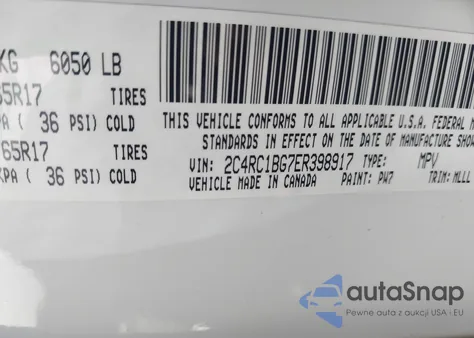 2014 Chrysler Town & Country Touring z USA, uszkodzony, nr VIN 2C4RC1BG7ER398917